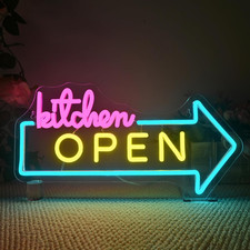 Insegna Al Neon Open Kitchen, Scritte Neon Lettere Luminose Al a LED per Parete,