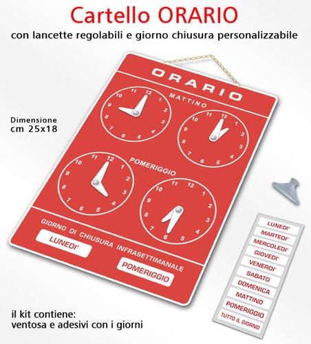 Cartello orario regolabile - cartello,