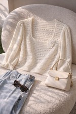 Maglia all'uncinetto panna