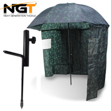 Ombrello mimetico NGT pesca alla carpa 45" cerniera laterale inclinabile + BROLLY SPIKE