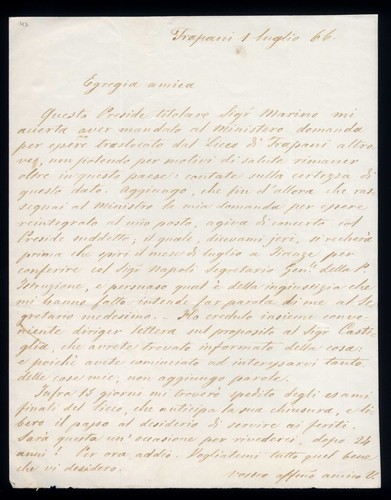 Trapani 1866 splendida lettera