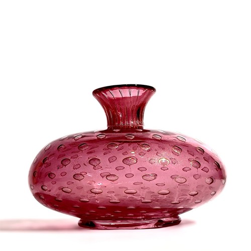 Vase verre rose signé - vase, or