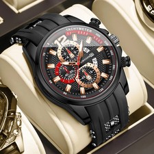 Orologio da polso quarzo cronografo cinturino in silicone casual uomo  sportivo