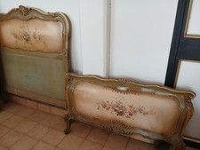 LETTO 1 PIAZZA LACCATO VENEZIANO - FIORI DIPINTI - BAROCCHETTO - 1940 EMILIA