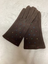 Guanti lunghi donna Missoni marroni a pois colorati look scamosciato eleganti quasi mai usati