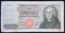 Repubblica Italiana - 5000 Lire Colombo 1° tipo - 1964