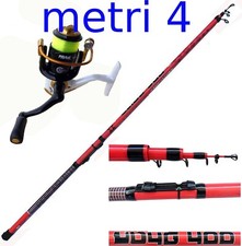 Canna Tornado 4 Metri + Mulinello Da Pesca Filo Trota Lago Bolognese Mare