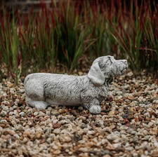 Bassotto a pelo ruvido bassotto cane statua in pietra H.30 cm 26 kg grigio ce...