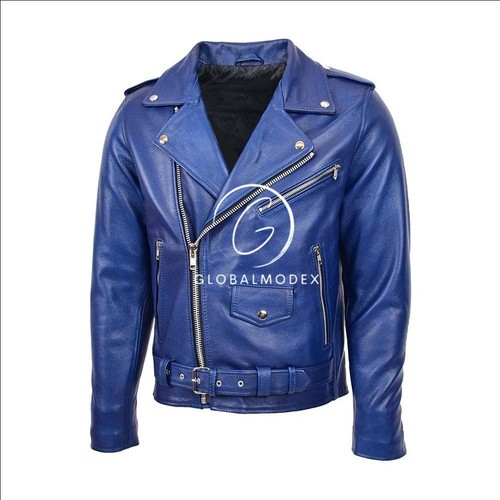 Giacca pelle uomo blu - giacca,