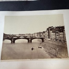 2 fotografie albumina di Alinari veduta di Firenze e ponte santa trinita.