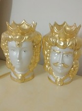 Statua scultura teste di Moro avorio e oro Swarovski h 35 cm bomboniere in ceram