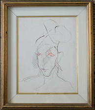 Ernesto TRECCANI (1920-2009) DIPINTO DISEGNO QUADRO Ritratto su Tela in Cornice