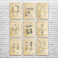 Bar Patent Wall Art Set di 9