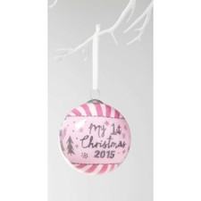 Decorazione albero palline Mamme e Papà ROSA PRIMO 1° NATALE XMAS 2015 NUOVO