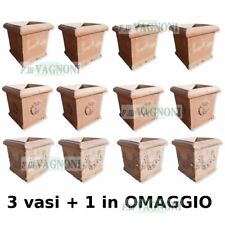 4 Vaso Vasi quadrato cubo in terracotta cotto toscano fioriera piante fiori
