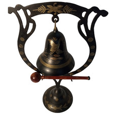 Vintage brass gong bell with - vintage,