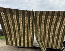 Coppia di tende vintage retrò verde marrone crema fantasia anni 70 45x72”