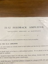 Amplificatore Feedback Leak TL/12 Foglietto Informazioni Funzionamento 2 Pagine - T74