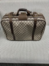 Valigia Gucci vintage bagaglio marrone beige stampa monogramma GG 21” x 14” x 7”