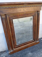 CAMINIERA-SPECCHIERA IMPERO CON INTARSI,MEZZE COLONNE RIGATE E CAPITELLI DORATI