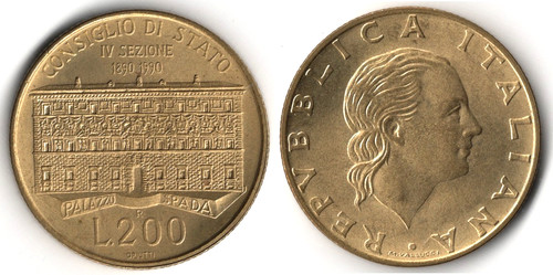 Italia 200 lire - 1990, 100°