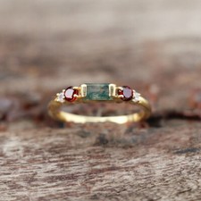 Anello agata granato e muschio