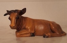 Mucca Legno Scolpito Marca ANRI Presepe Kuolt Cm.12,50