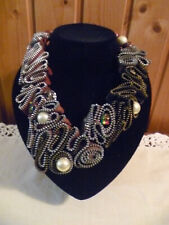 COLLANA BORDEAUX NERO CERNIERE ARTIGIANALE PROTOTIPO PEZZO UNICO BIGIOTTERIA