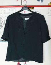 Giacca donna cerimonia ricamo Blu elegante veste tg. 52