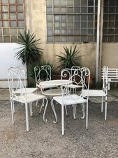 Tavolo e sedie in ferro da esterno anni 70