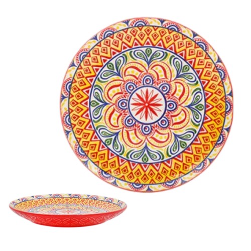 Red tuscany ceramic plate - ceramic,