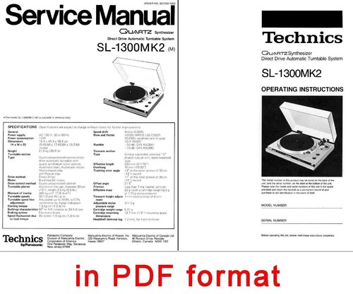 Technics 1300mk2 manuale di - sl-1300mk2,