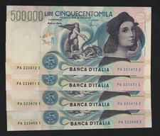 500000 LIRE RAFFAELLO SANZIO 13/05/1997 CONSECUTIVE DA MAZZETTA FDS