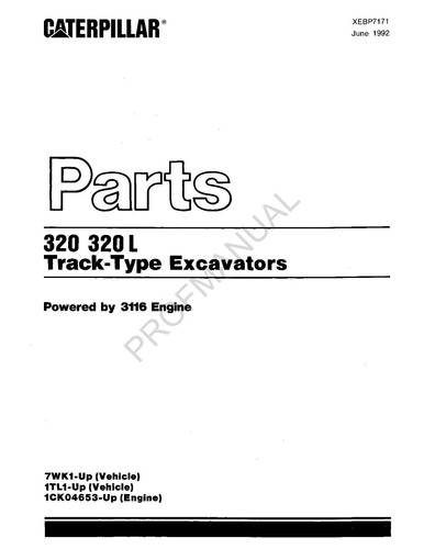 Catalogo ricambi escavatore
