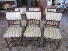 GRUPPO 6 SEDIE ORIGINALI NOCE INTAGLIATE BAROCCO FRANCESE AFFARE GOOD PRICE