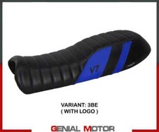 Rivestimento sella Davis Blu BE + logo T.I. per Moto Guzzi V7 2012 > 2020
