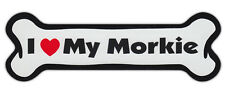 Dog Bone Shaped Car Magnets: I LOVE MY MORKIE (YORKSHIRE TERRIER MALTESE)