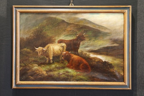 Antico dipinto olio tela