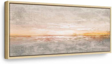 - Quadro Con Cornice Naturale Su Tela Paesaggio Mare Astratto 90X30 Cm 1 Pezzo -