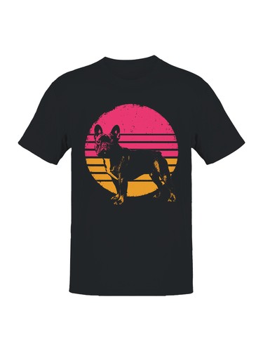 Retro french bulldog - retro, sunset