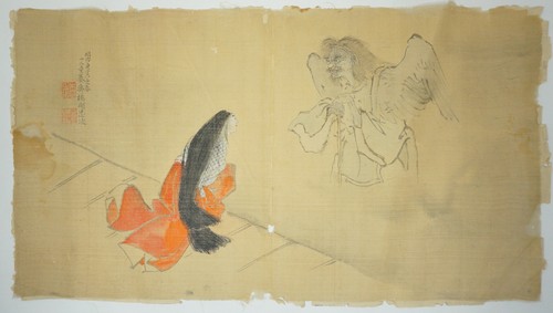 Dipinto seta giapponese - su,