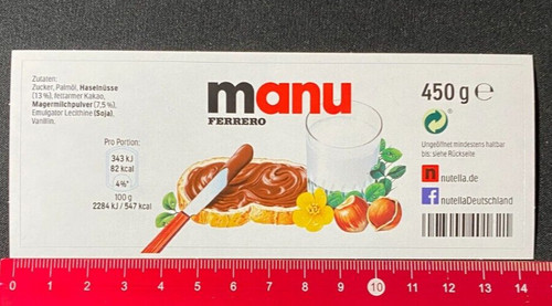 Nutella manu adesivo sticker - nutella, adesivo/sticker