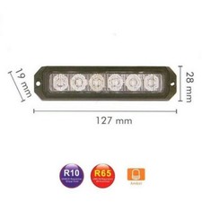 Luce Lampeggiante Strobo Arancione 128mm 6 LED 12V/24V Auto Camion Omologato