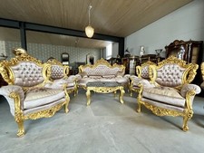 Set Divano Impero Luxe Antico Set Divano Rococò Fatto a Mano Finitura Oro Arredamento Casa