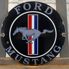Insegna smaltata FORD MUSTANG ø 11,8" (30 cm) retrò vintage auto da corsa dec...