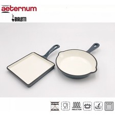 Aeternum Bialetti Set 2 Padelle In Ghisa Padella/Grill Color Ottanio Induzione