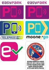 2 Pz Adesivo EASYPARK MOONEY GO TELEPASS PAY  1 Pz IBRIDO NO MULTA Interno Vetro