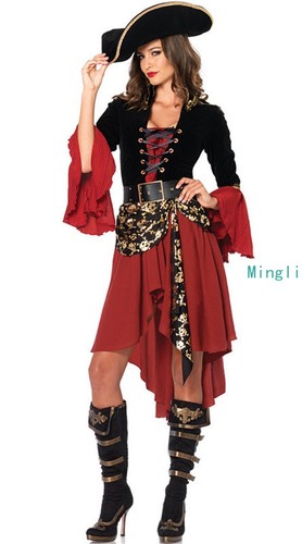 Costume halloween pirata rosso - costume,