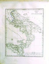 Mappa antica Regno delle due Sicilie Chiesa Italia Atlante geografico terrestre