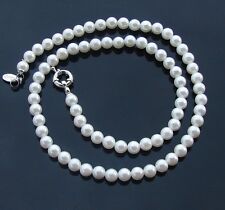 Collana girocollo in perle Naturale colore bianco,6mm,da donna